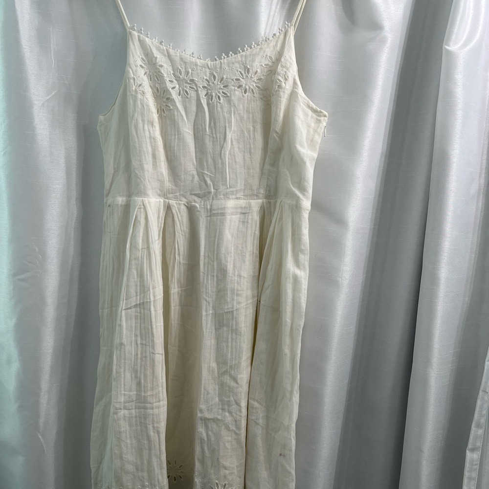 Old Navy Cream Embroidered Spaghetti Strap Dress